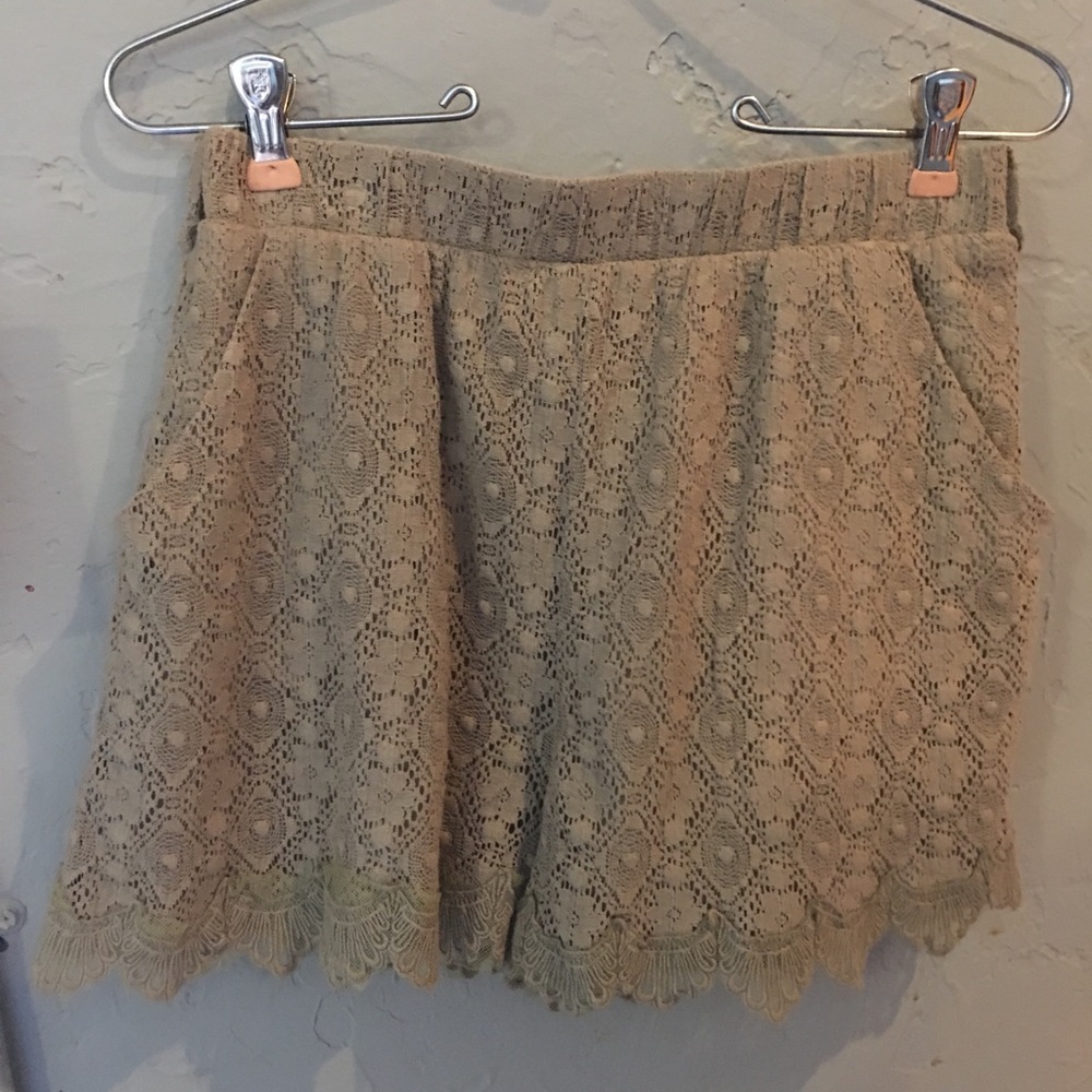 Tan Lace Shorts
